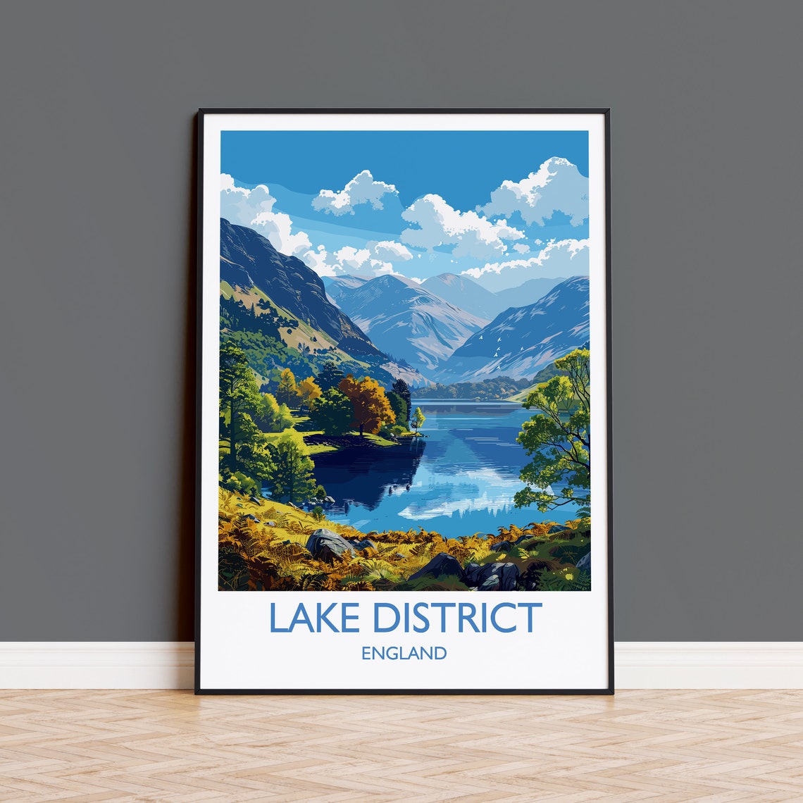 Lake District England Alpine Valley Autumn Trees Lakeside Poster