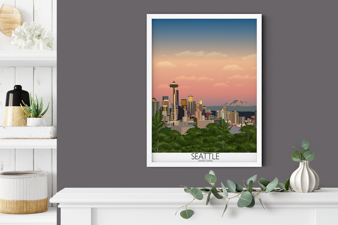 Seattle Travel Poster, Cityscape Art Print - Image 4