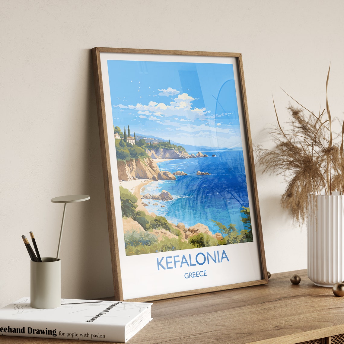 Kefalonia Rocky Coast Sandy Beach Greece Ionian Island Poster - Image 3