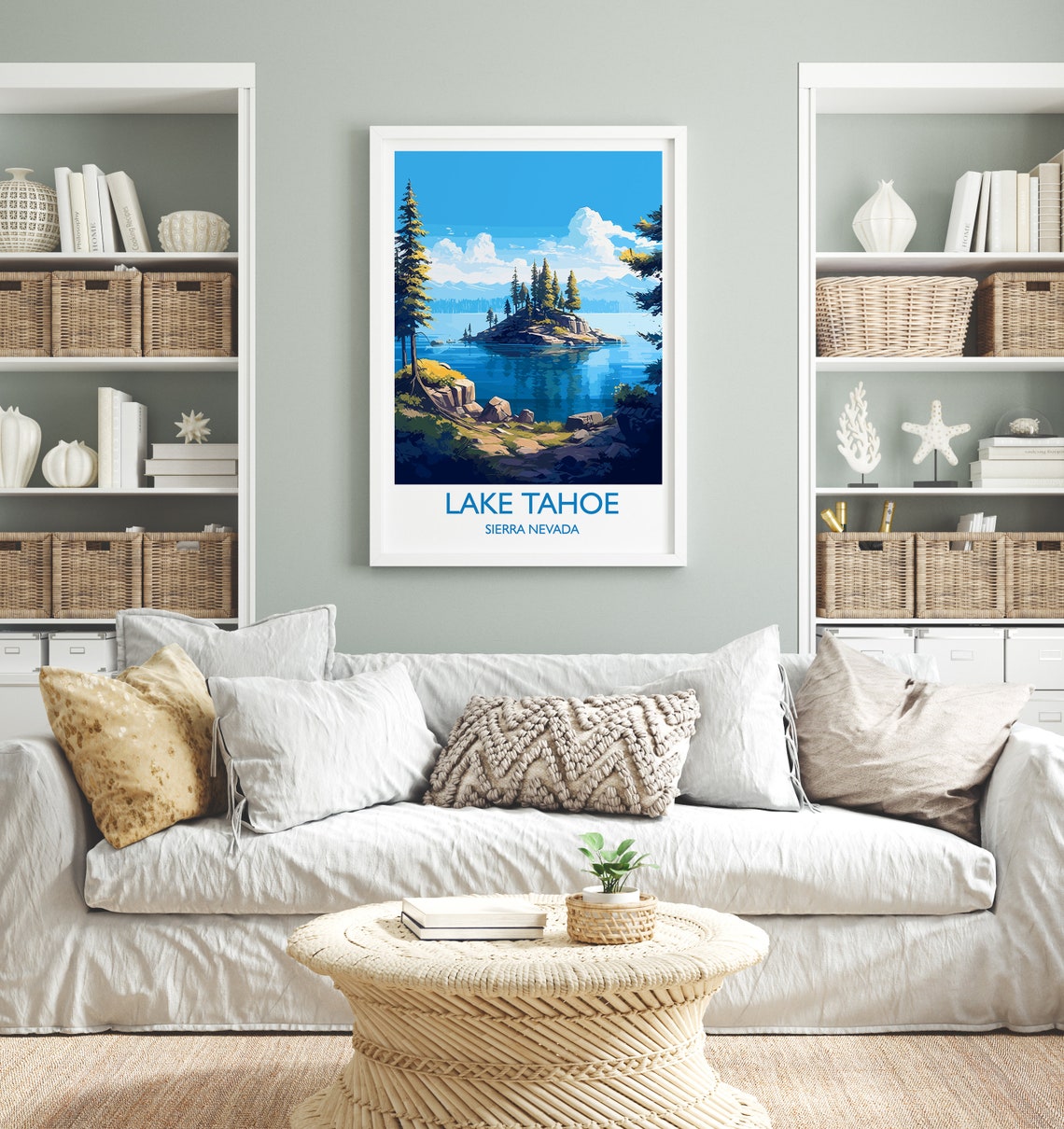 Lake Tahoe Poster Travel Print Of Lake Tahoe Sierra Nevada Art Lake Tahoe Gift Usa Travel Gift - Image 4