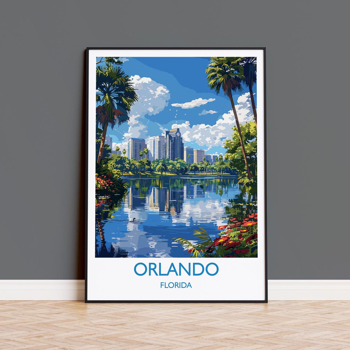 Orlando Travel Print Travel Poster Of Orlando Orlando Art Lovers Gift Florida Art Gift Usa Wall Art Print