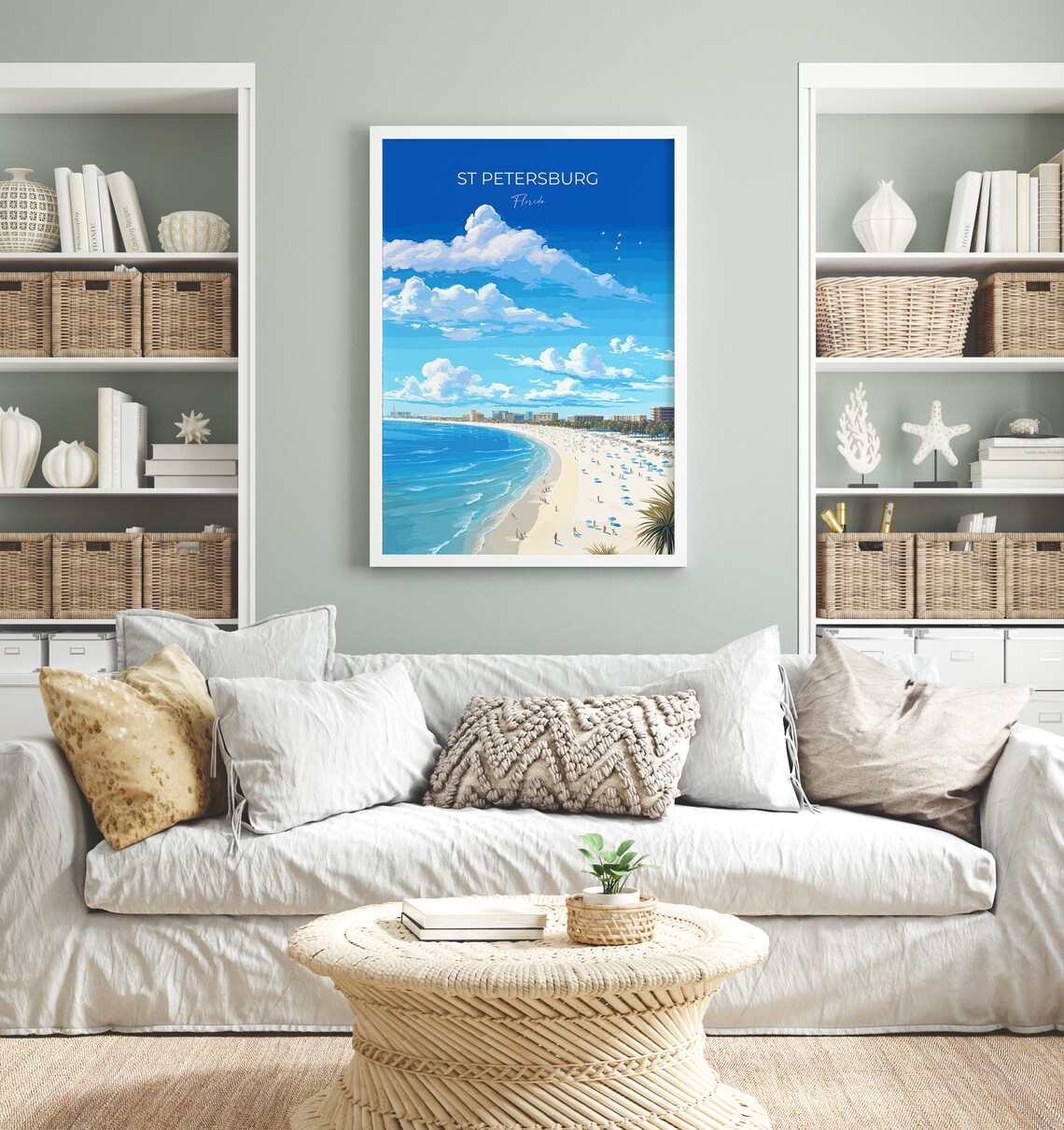 St Petersburg Florida Beach Umbrellas Skyline Gulf Coast Travel Poster - Image 4