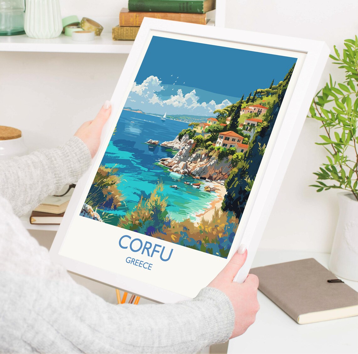 Corfu Travel Poster, Greece Island Wall Art Print - Image 3