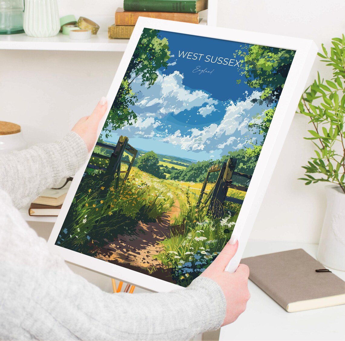 West Sussex Country Gate Wildflower Path England Travel Poster - Image 3
