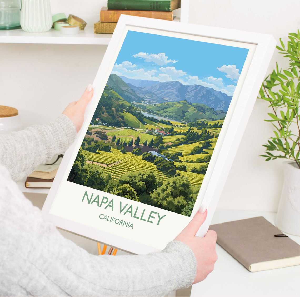 Napa Valley California Rolling Vineyard Hills Wine Country Poster - Image 5