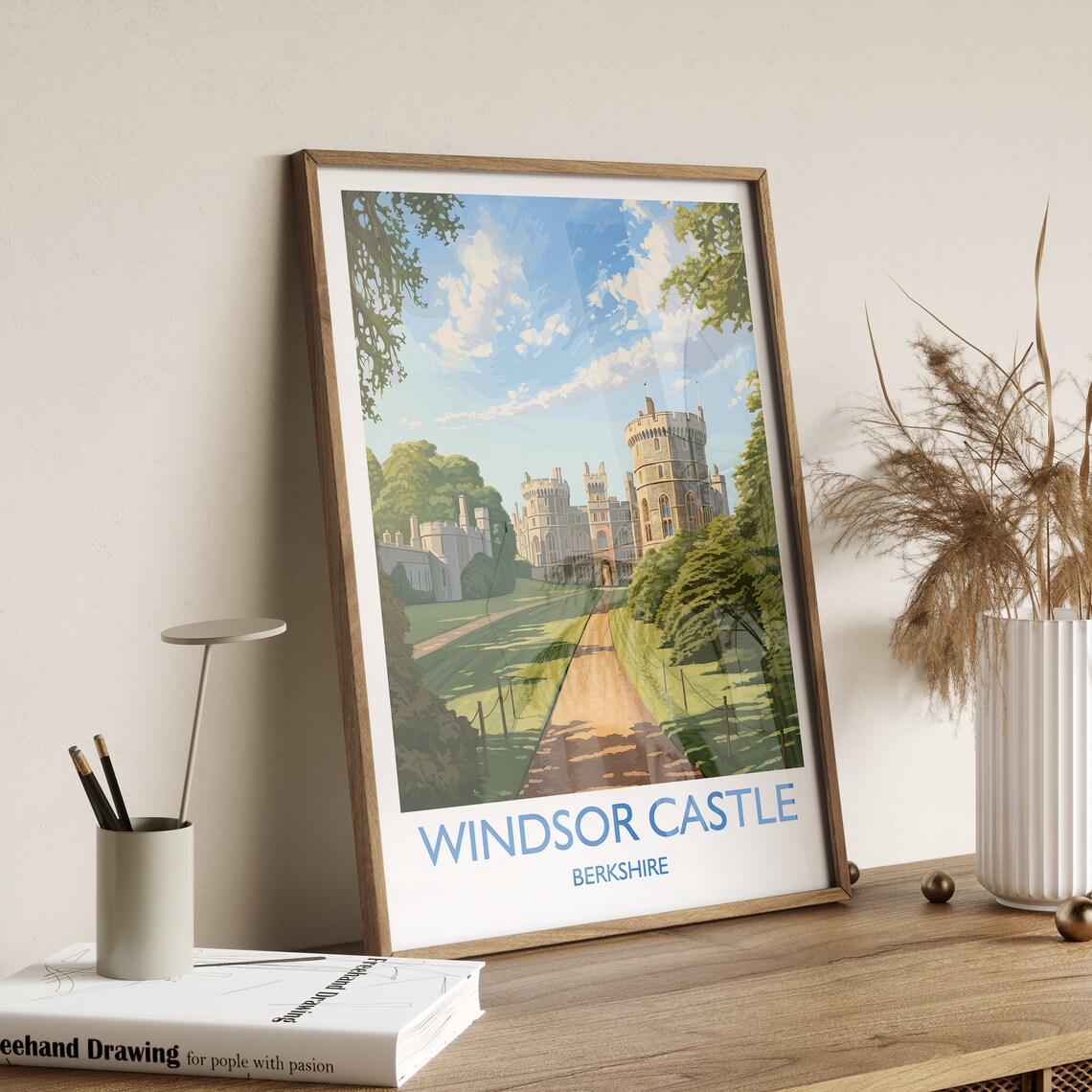 Windsor Castle Travel Poster, Berkshire England - Image 3