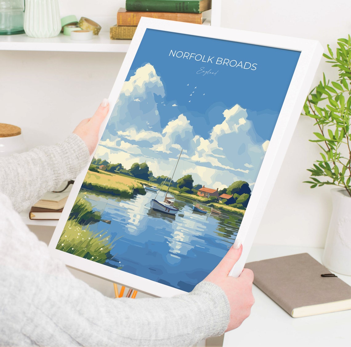 Norfolk Broads Print Wall Art Travel Poster Of Norfolk Broads England Norfolk Broads Art Gift English Countryside Art Lovers Gift - Image 5