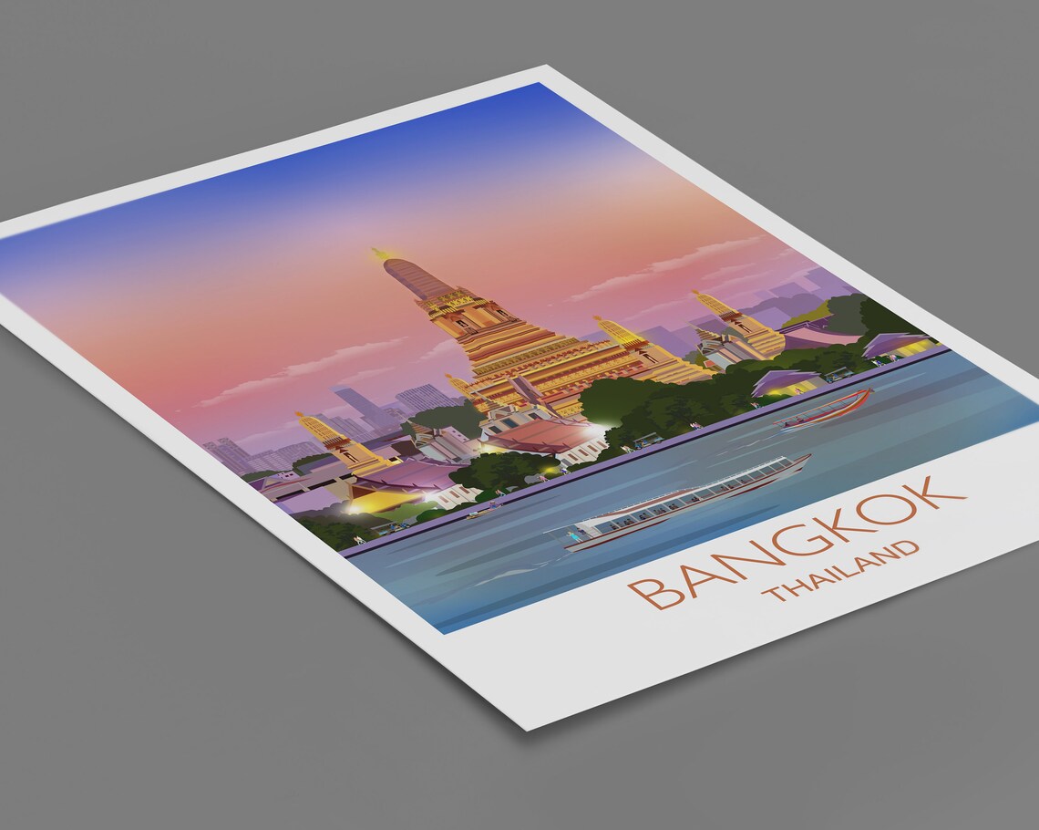 Bangkok Thailand Travel Poster, Cityscape Art Print - Image 3