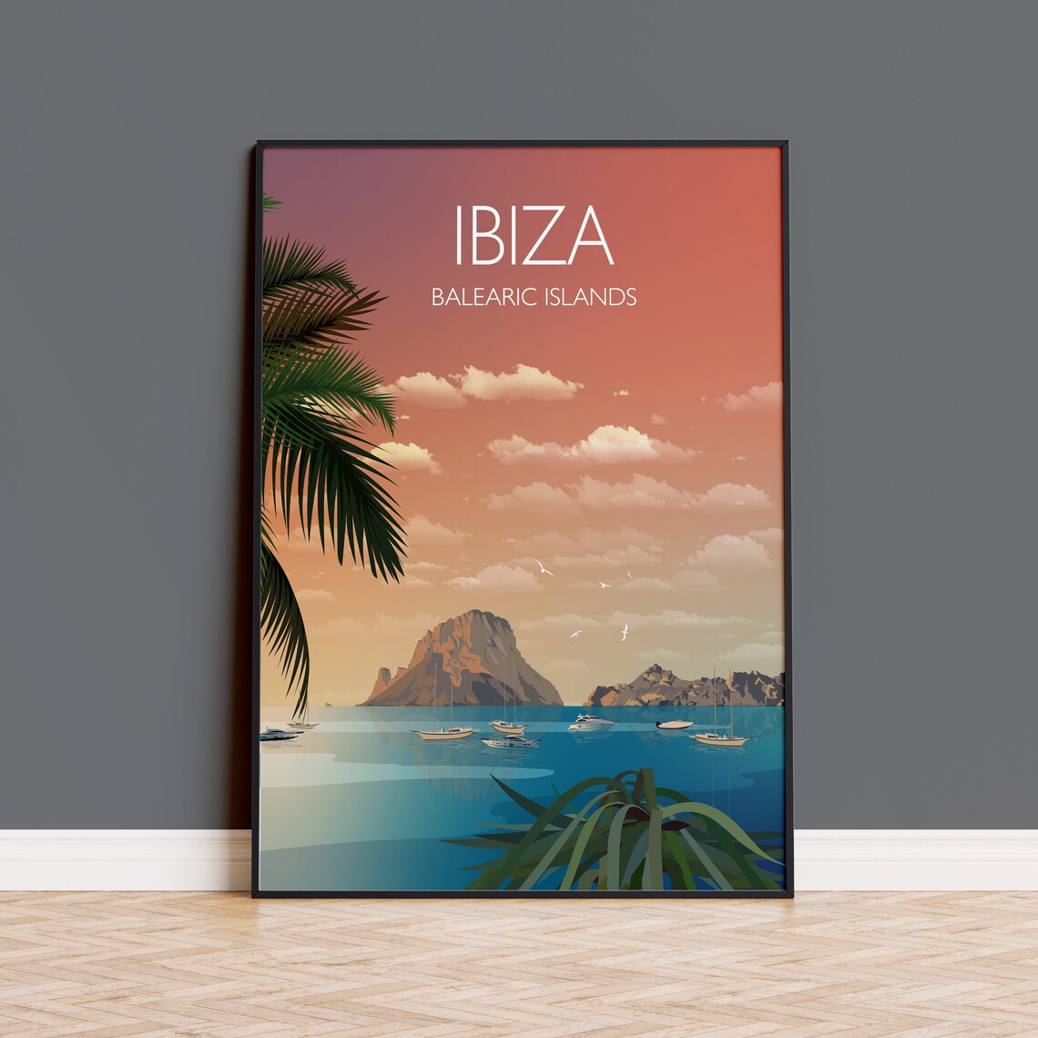 Ibiza Travel Poster, Balearic Islands Travel Print