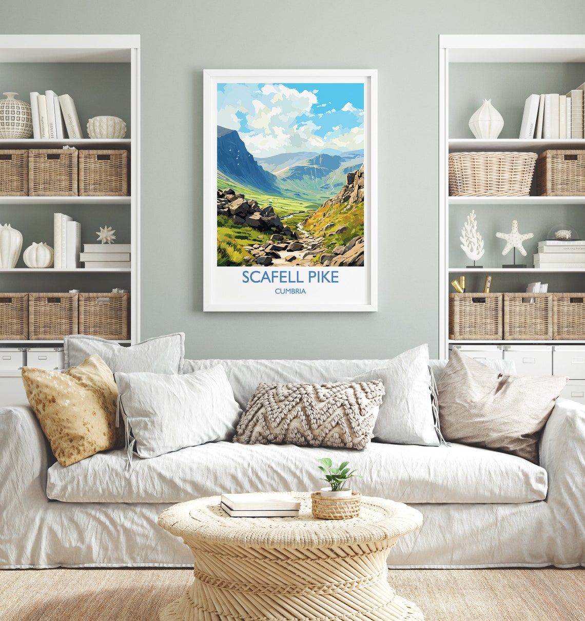 Scafell Pike Cumbria Scree Path Fell Valley Hiking Art Poster - Image 4