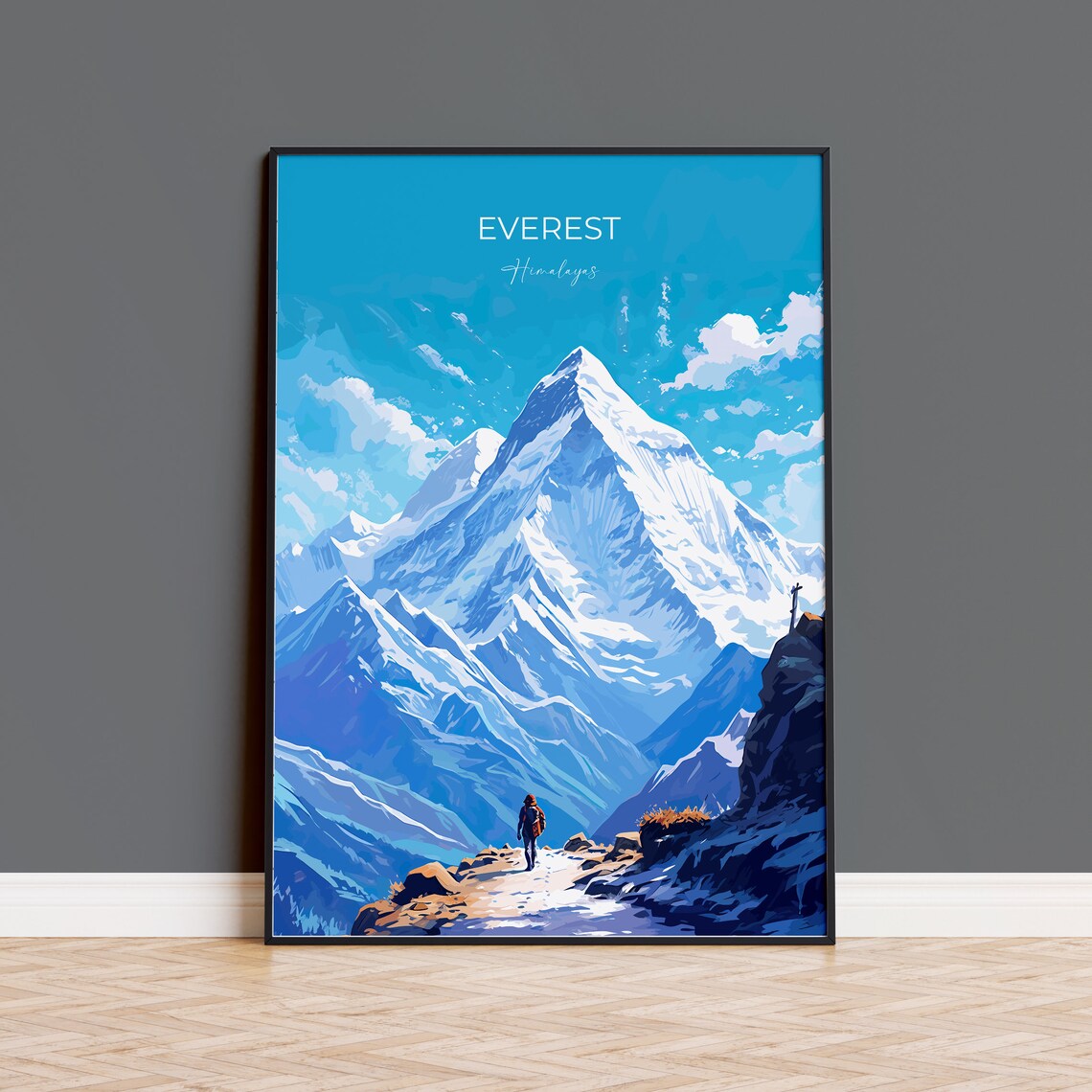 Everest Travel Poster, Himalayas Wall Art Print