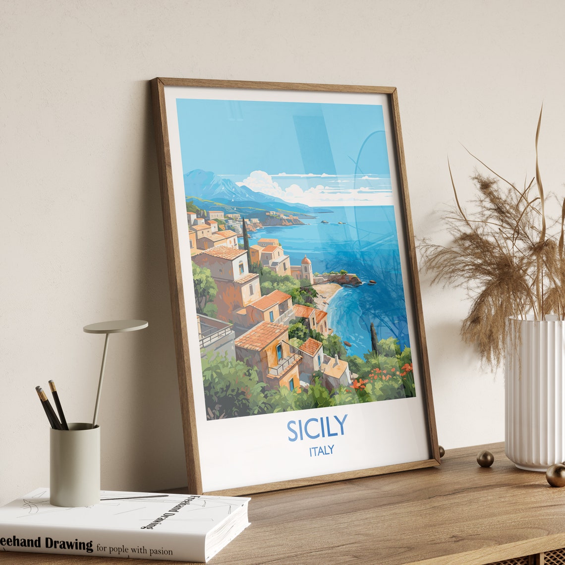 Sicily Italy Coastal Village Sea Mediterranean Travel Poster - Image 3