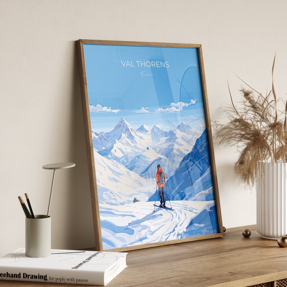 Val Thorens Wall Art Travel Poster Travel Print Of Val Thorens Ski Poster Val Thorens Art Lovers Gift France Ski Art Travel Gift - Image 2
