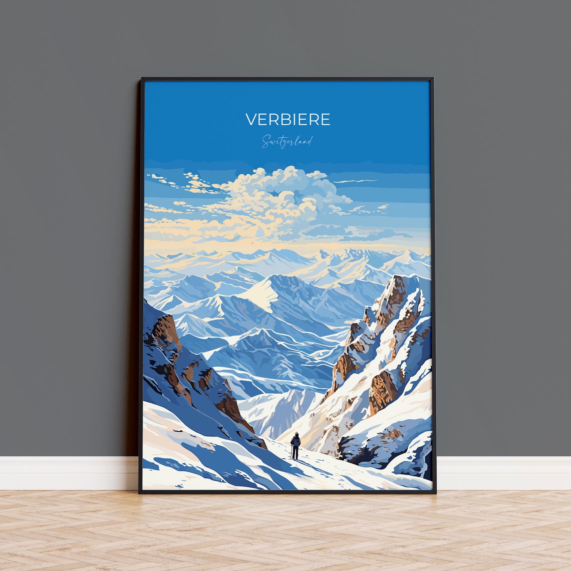 Verbiere Travel Poster Wall Art Travel Print Of Verbiere Ski Poster Verbiere Art Gift Switzerland Ski Art Travel Lovers Gift