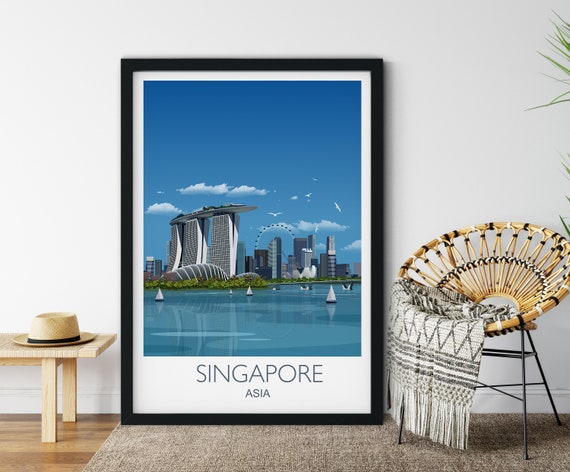 Singapore Travel Poster, Cityscape Art Print