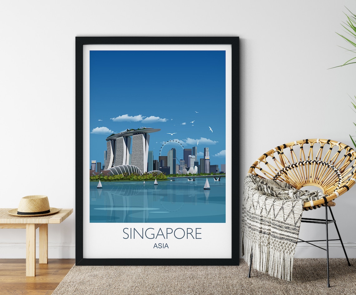 Singapore Travel Poster, Cityscape Art Print