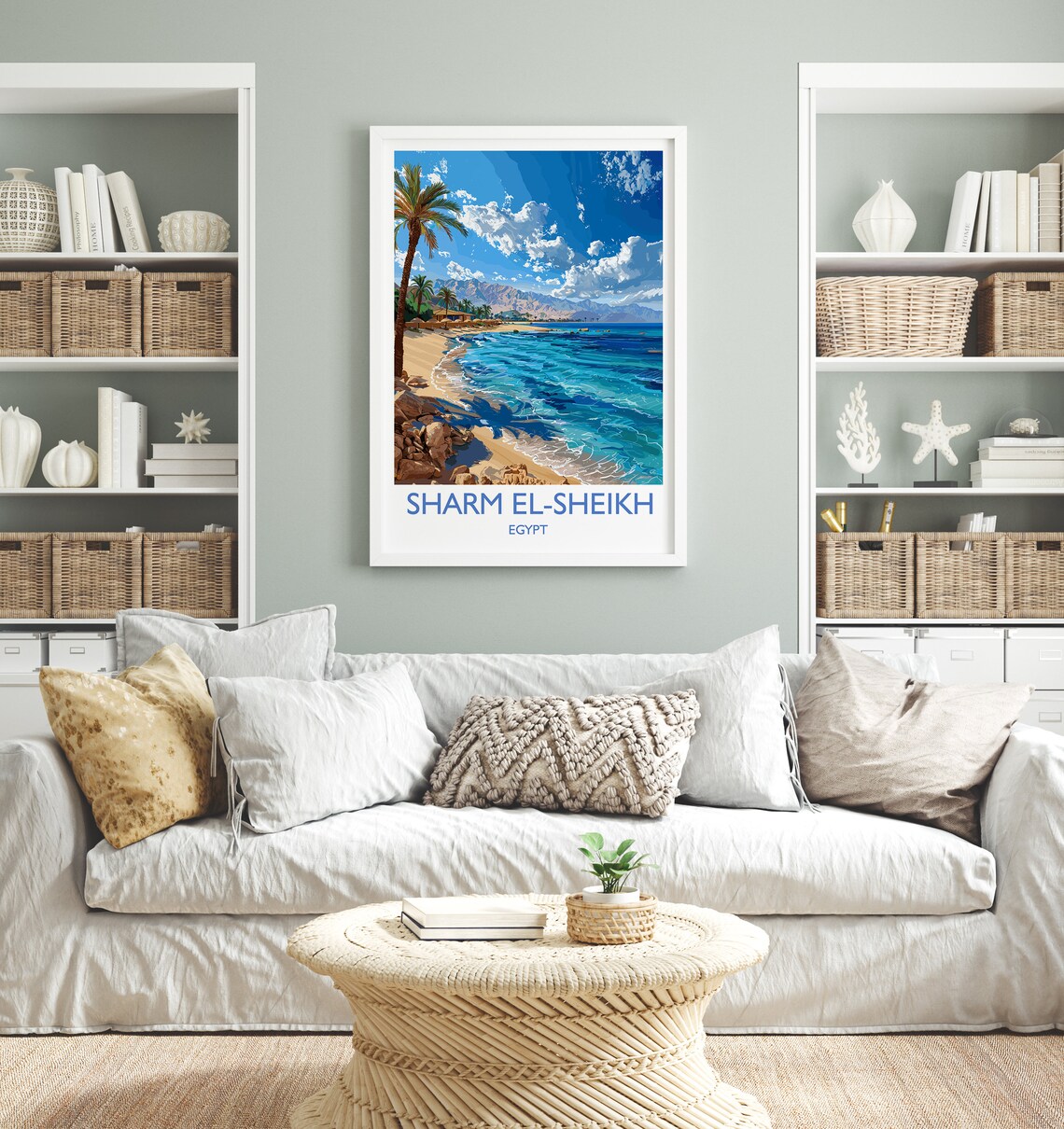Sharm El Sheikh Egypt Palm Beach White Border Red Sea Travel Poster - Image 2