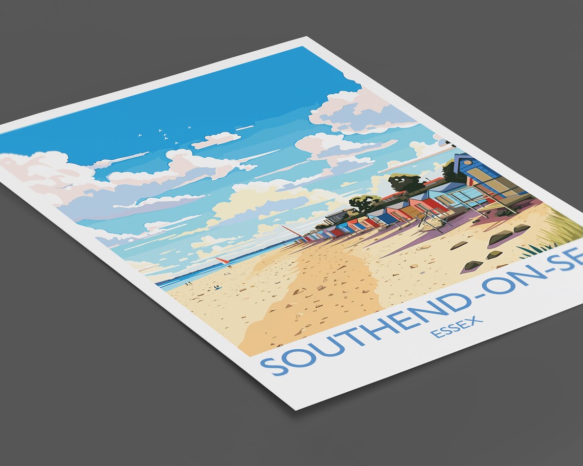Southend-On-Sea Essex Beach Huts Sandy Shore Seaside Travel Poster - Image 2