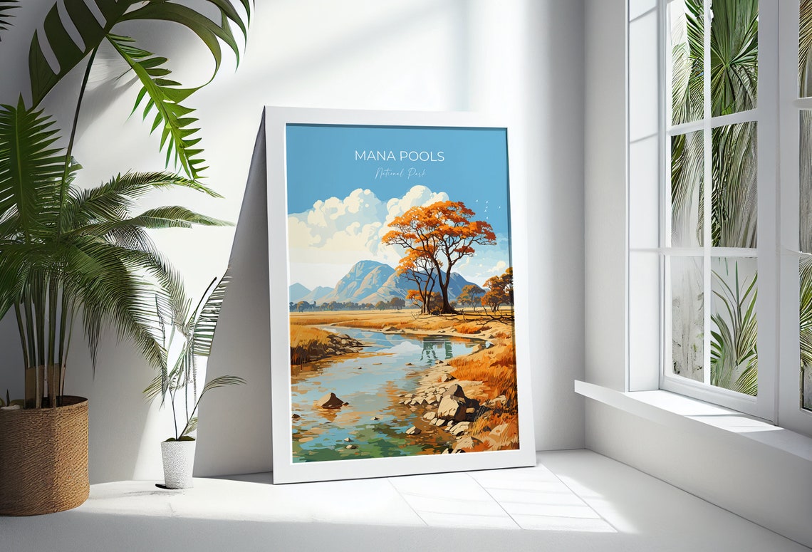 Mana Pools National Park Golden River Banks Autumn Trees Poster - Image 3
