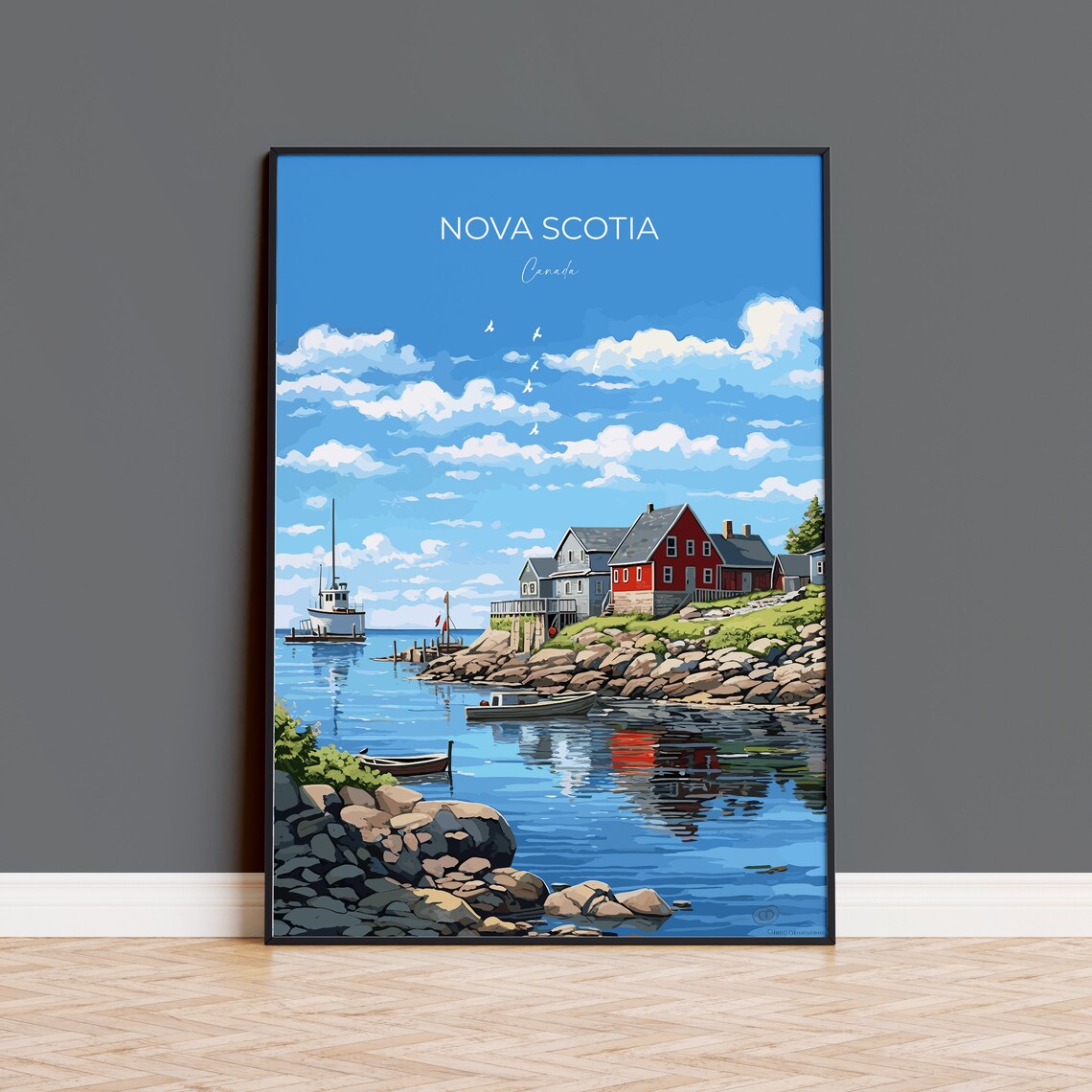 Nova Scotia Fishing Village Canada Rocky Harbour Boats Poster