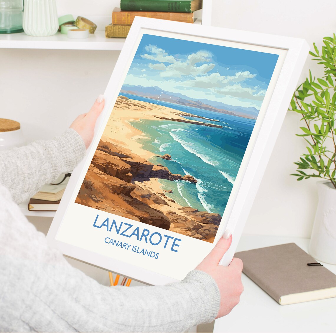Lanzarote Canary Islands Sandy Beach Turquoise Bay Travel Poster - Image 5