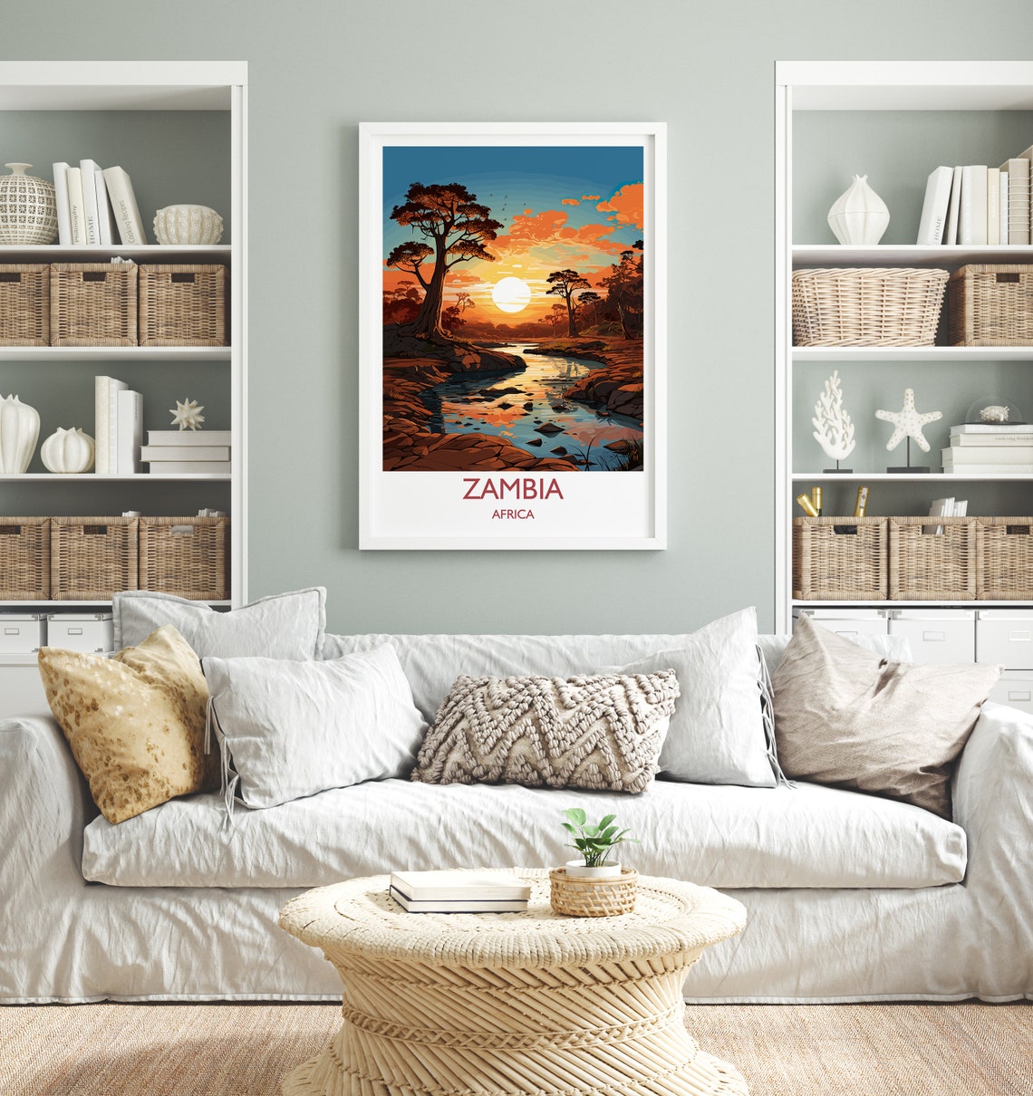 Zambia Travel Poster Wall Art Travel Poster Of Zambia Sunset Zambia Gift Zambia Travel Art Africa Art Lovers Gift - Image 4