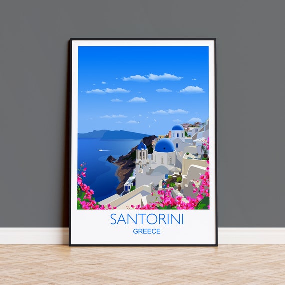 Santorini Travel Print Art Lovers Gift Travel Poster