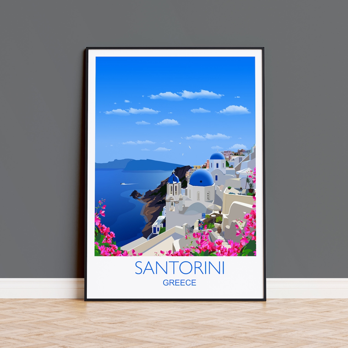Santorini Travel Print Art Lovers Gift Travel Poster