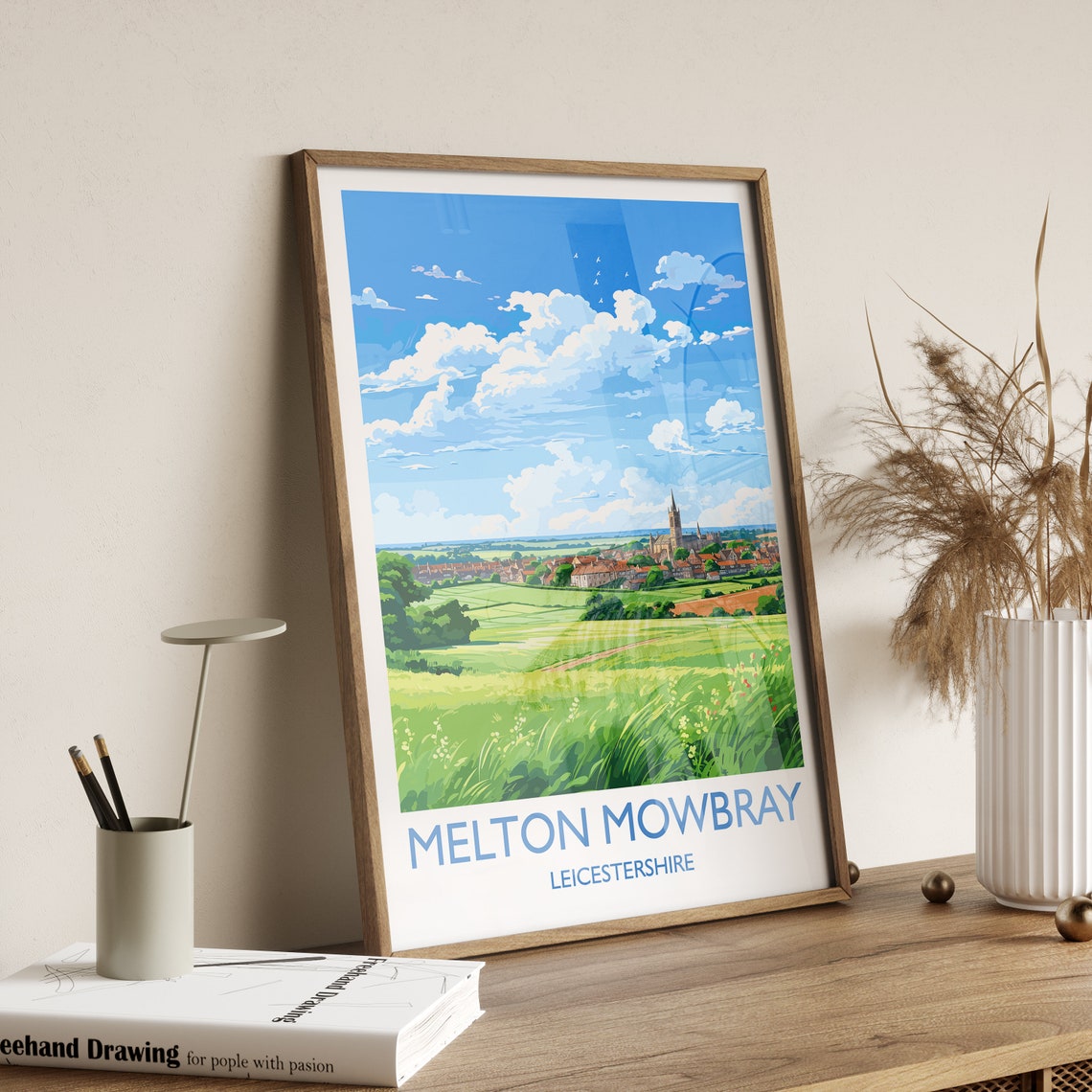 Melton Mowbray Travel Print Wall Art Travel Poster Of Melton Mowbray England Leicestershire Art Lovers Gift English Countryside - Image 3