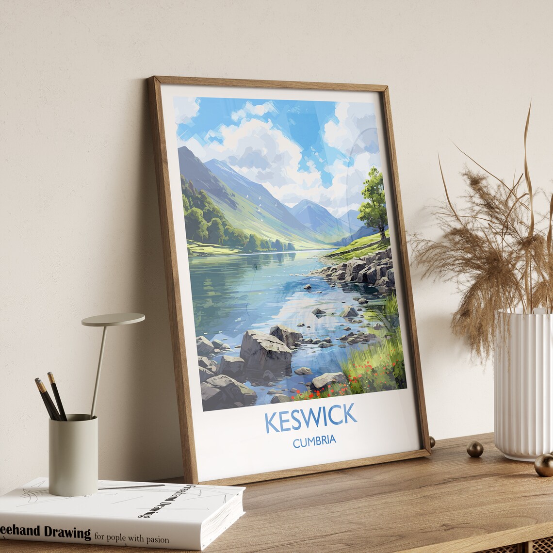 Keswick Travel Poster, Cumbria England Art Print - Image 3