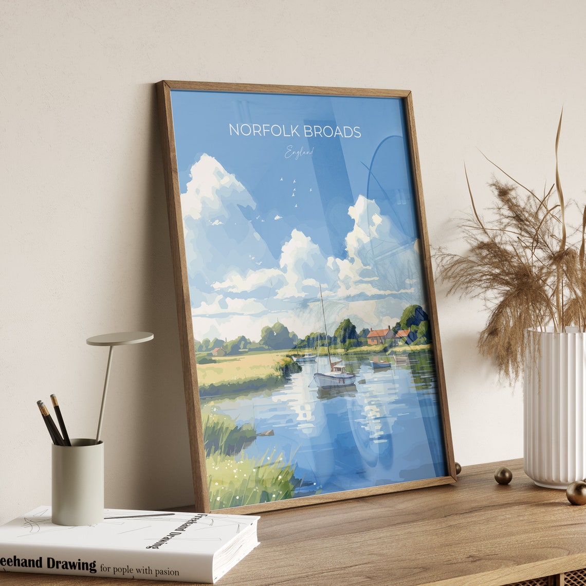 Norfolk Broads Print Wall Art Travel Poster Of Norfolk Broads England Norfolk Broads Art Gift English Countryside Art Lovers Gift - Image 2