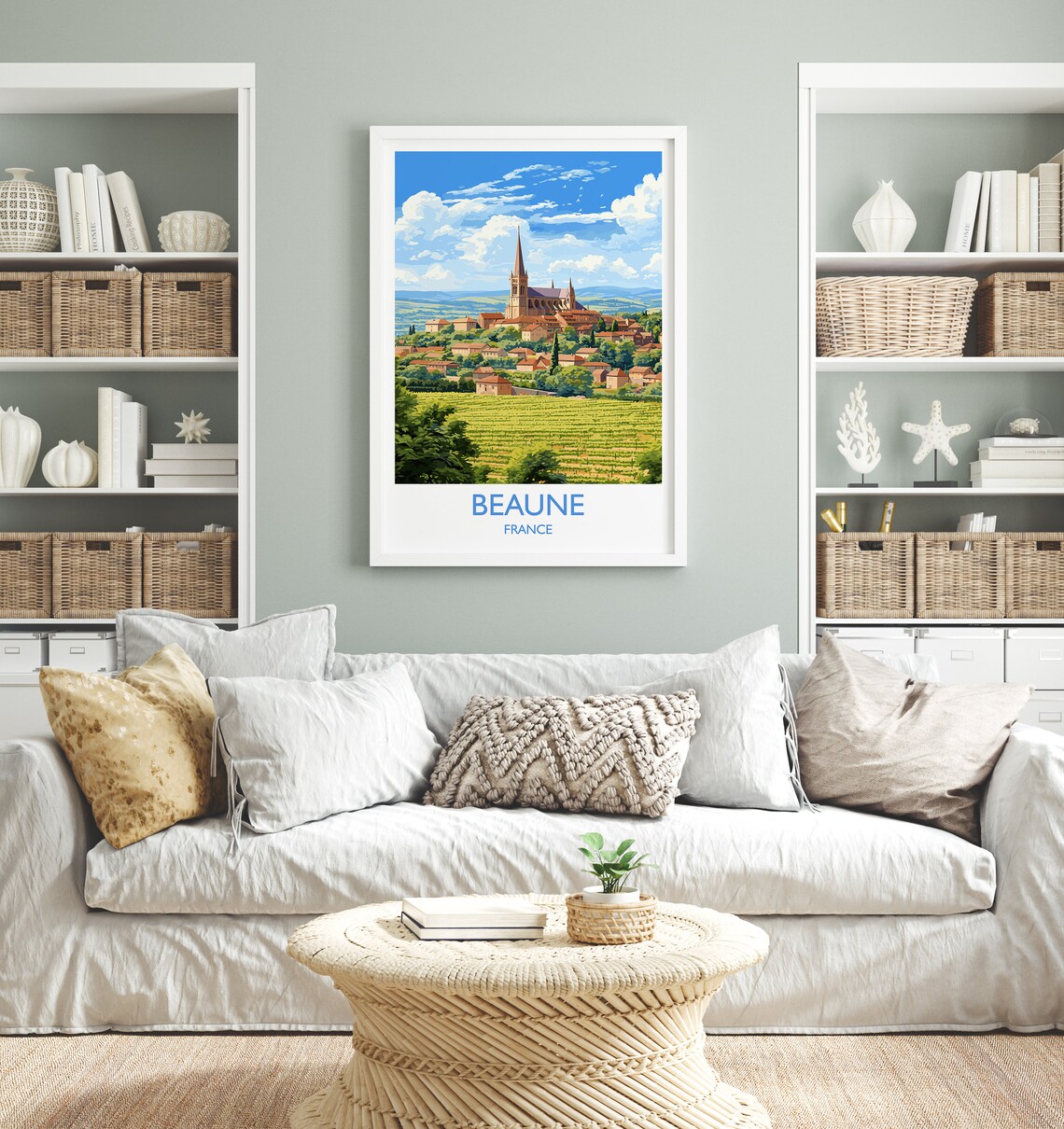 Beaune France Vineyard Village Church Spire Burgundy Wine Poster - Image 4