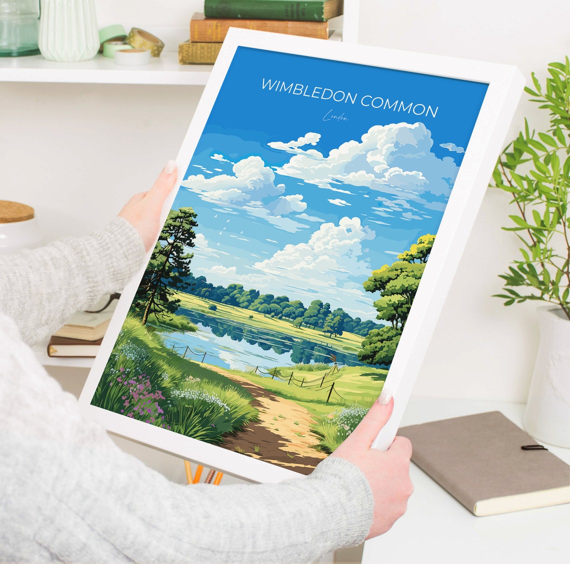 Wimbledon Common London Poster Ponds Meadows Big Sky Clouds Art - Image 5