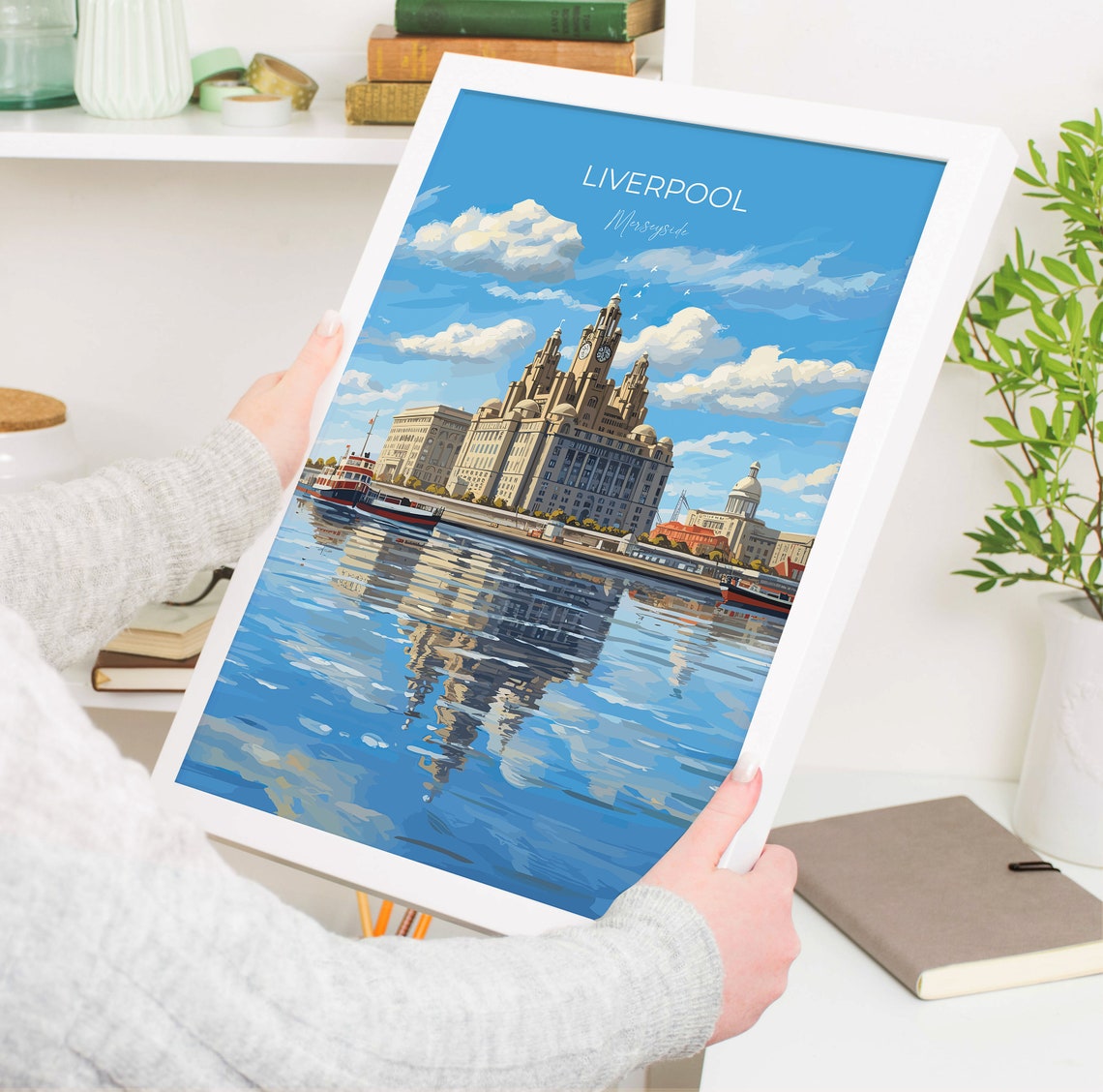 Liverpool Merseyside Waterfront Liver Building River View Poster - Image 5