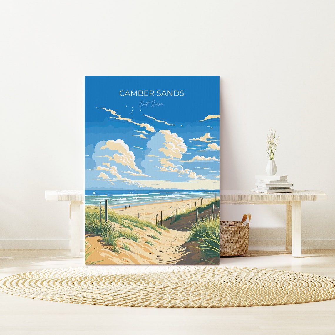 Camber Sands Travel Poster Wall Art Camber Sands Travel Print East Sussex English Coastal Art Camber Sands Gift Wall Art Print - Image 3