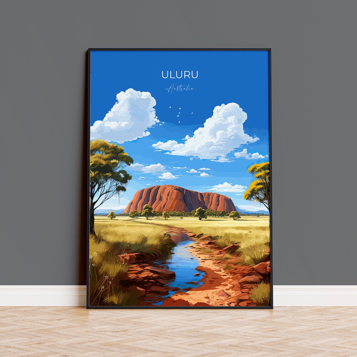 Uluru Travel Poster, Australia Landscape Art Print