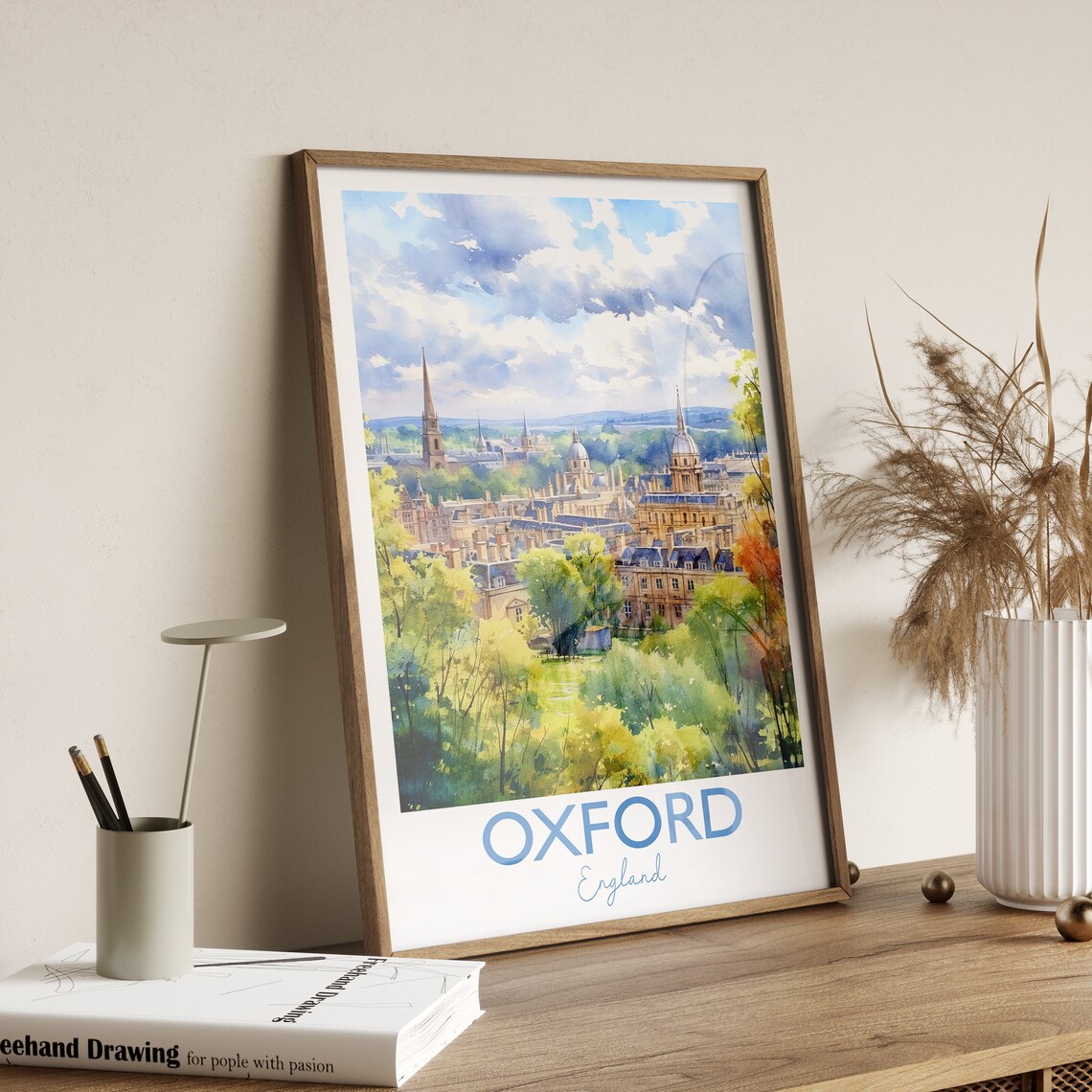 Oxford Travel Poster, Watercolour Art Print - Image 3