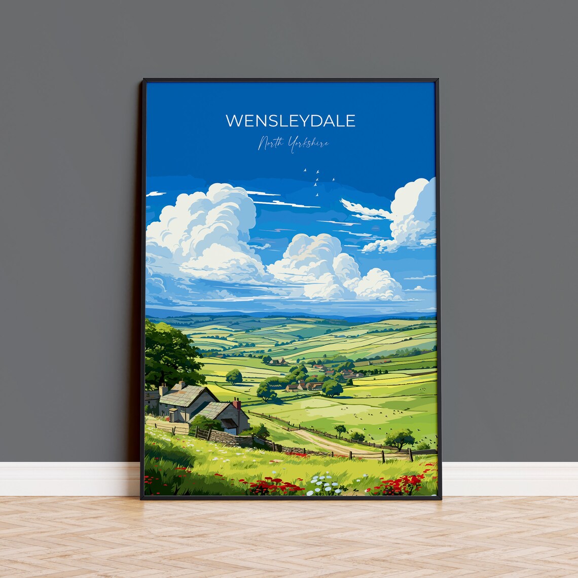 Wensleydale Travel Poster, English Countryside Art