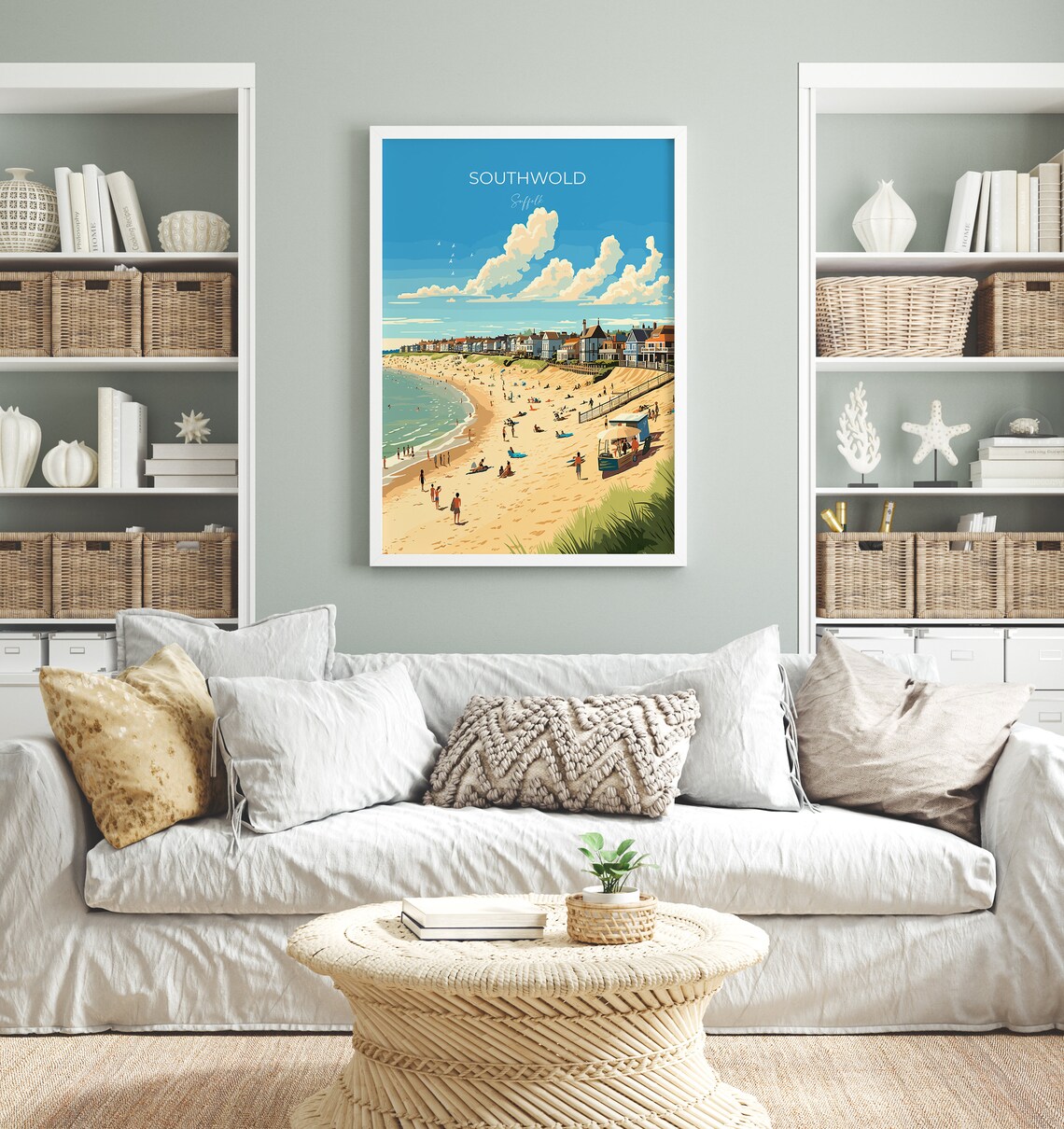 Southwold Suffolk Bustling Summer Beach Seaside Town Travel Poster - Image 2