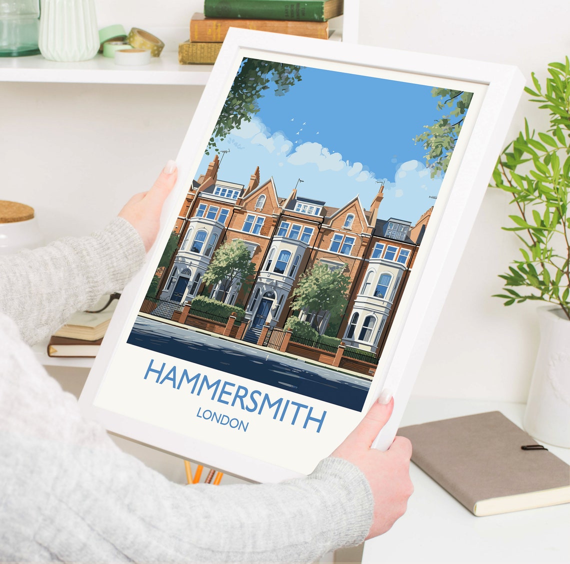 Hammersmith London Victorian Brick Townhouses Street Travel Poster - Image 5
