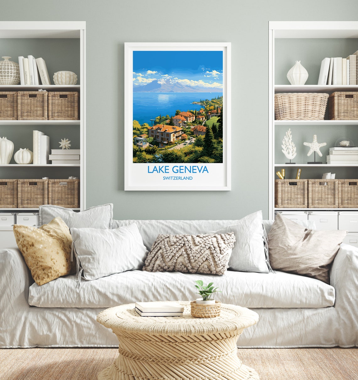 Lake Geneva Travel Print Travel Poster Of Lake Geneva Lake Geneva Art Print Switzerland Wall Print Geneva Gift Lake Geneva Artwork - Image 4
