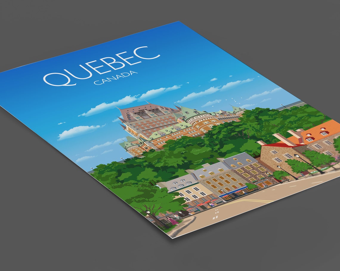 Quebec Canada Chateau Frontenac Old Town Street Scene Poster - Image 2