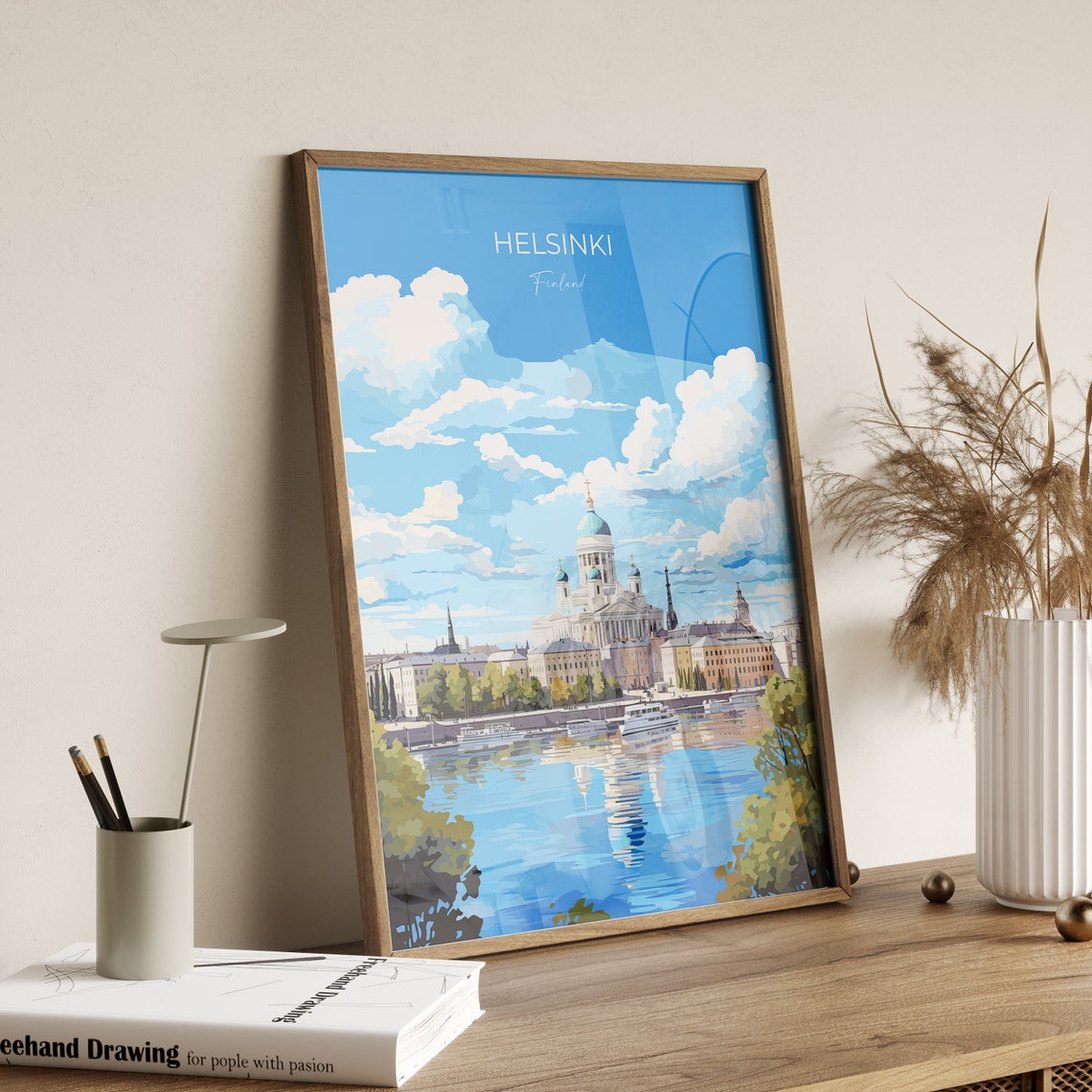 Helsinki Finland Cathedral Skyline Summer Travel Poster Wall Decor - Image 2
