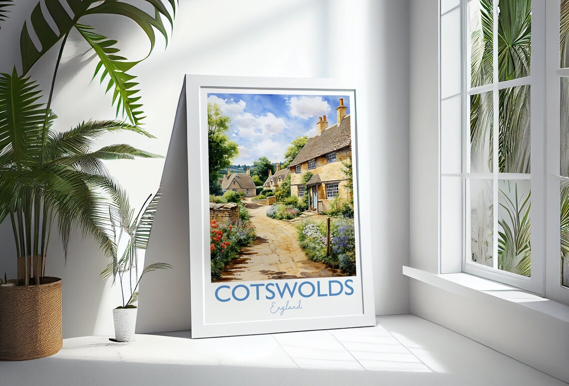 Cotswolds Watercolour Travel Poster, England - Image 4