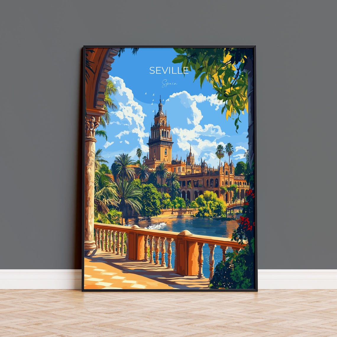 Seville Plaza de Espana Arched Colonnade Tower View Art Poster