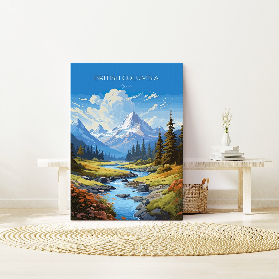 British Columbia Canada Wildflower River Banks Pine Forest Poster - Image 3