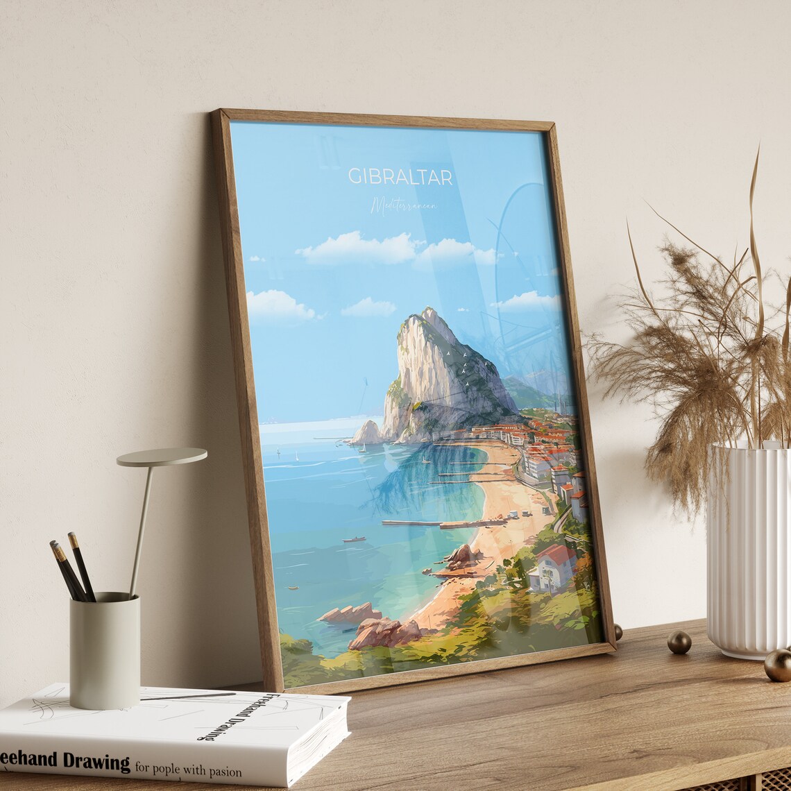 Gibraltar Mediterranean Rock Coast Beach Travel Poster Wall Decor - Image 2