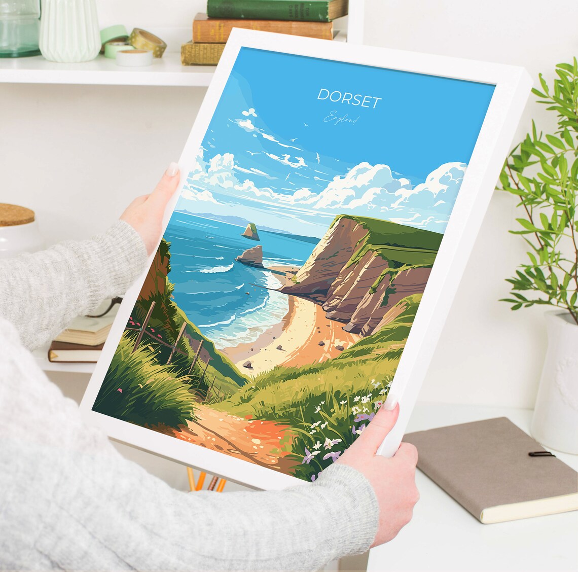 Dorset England Scenic Sea Cliffs And Golden Beach Travel Poster - Image 5