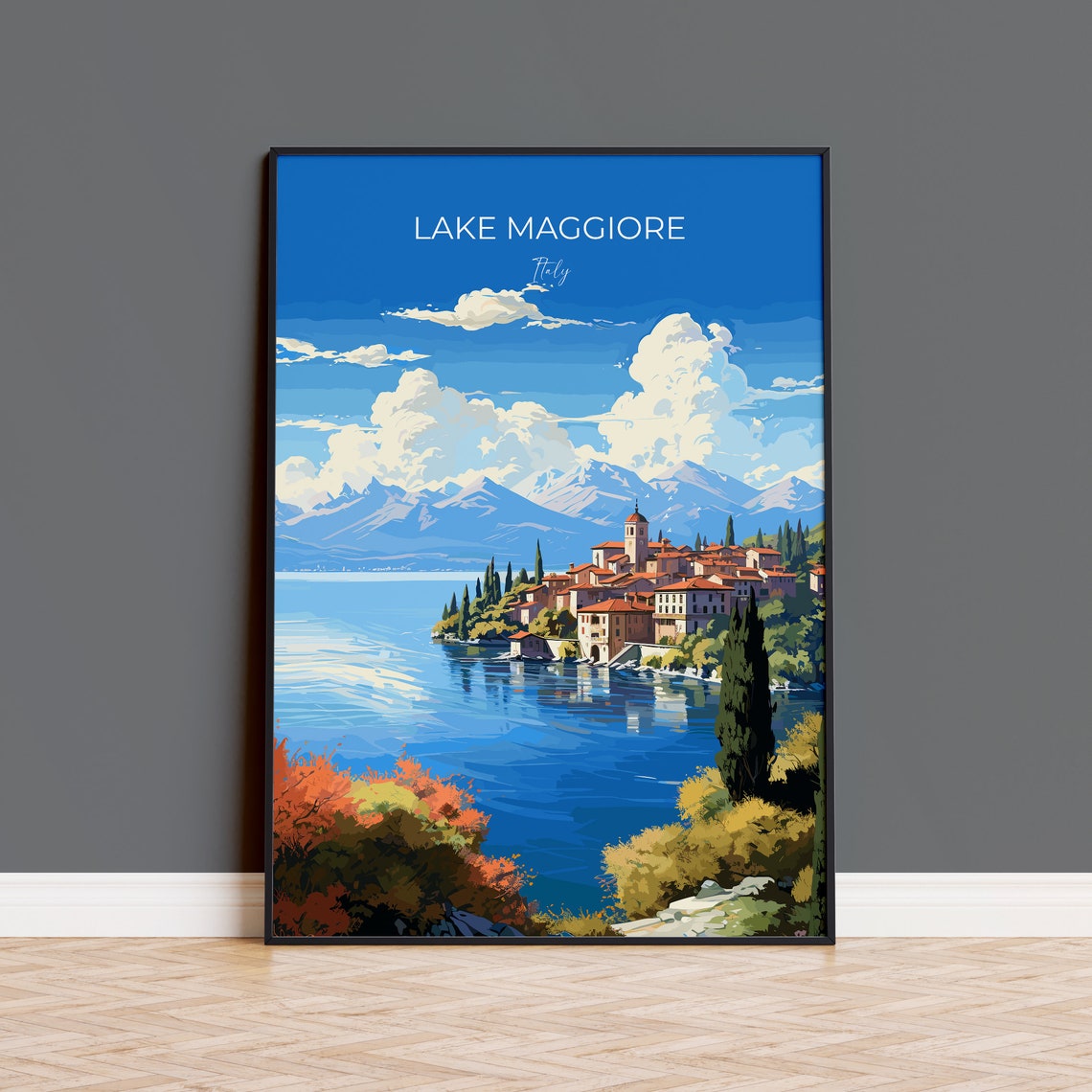 Lake Maggiore Travel Poster Wall Art Travel Print Of Lake Maggiore Lake Maggiore Art Lovers Gift Italy Italian Lakes Art Gift