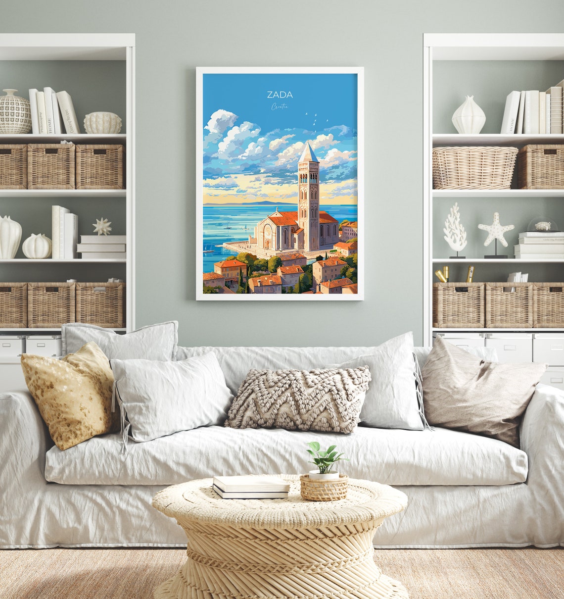 Zada Croatia Cathedral Waterfront Tower Sunset View Art Poster - Image 4